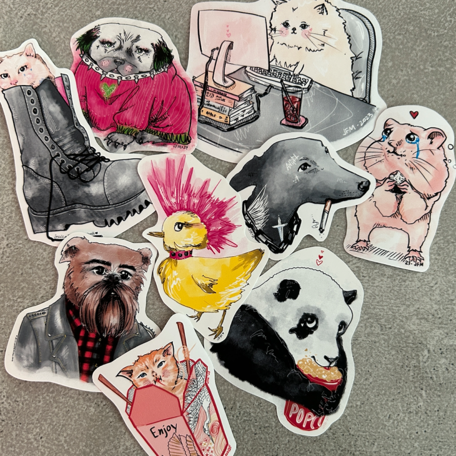 Punk Metal Music Lover Animal Sticker Variety Pack (7pc)